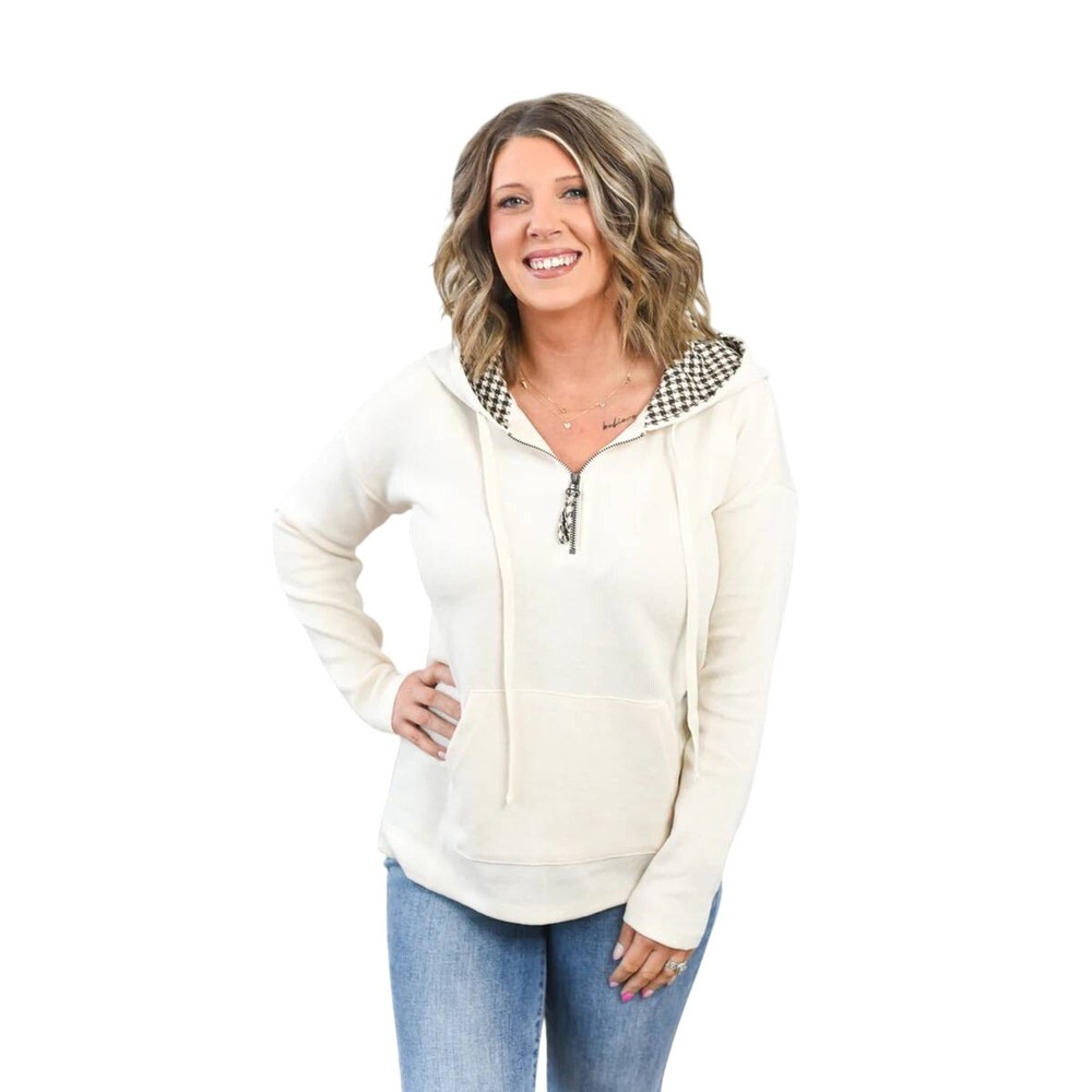Hem & Thread Scottie Hooded Kangaroo Pocket Long Sleeve Hoodie Top Classy Size L